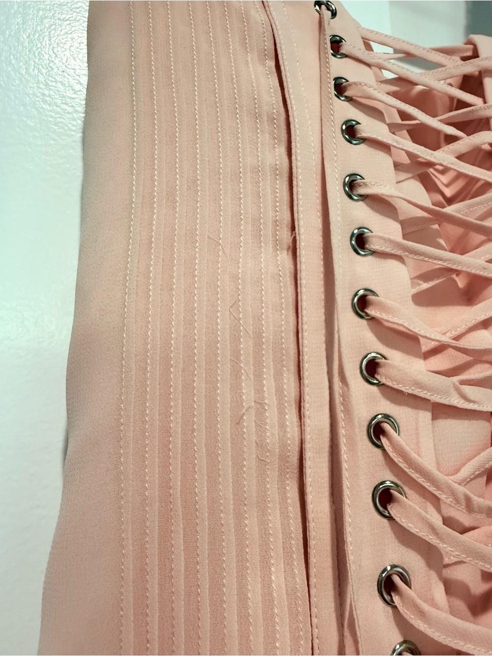 House of CB Syrah Dress, Light Blush Pink Lace-Trim Corset Dress - Picture 8 of 8